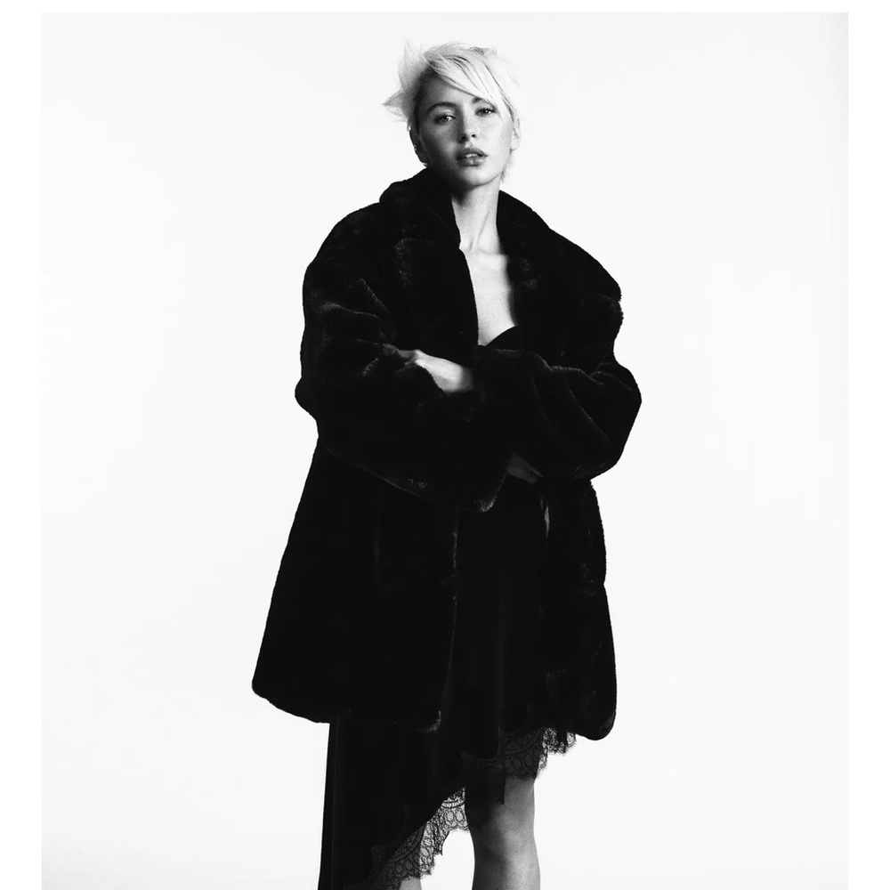 Zara Black Faux Fur Coat